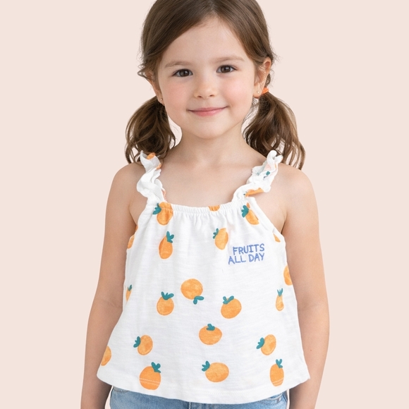 Zara Other - Zara Kids White Orange Fruit Print Tank
